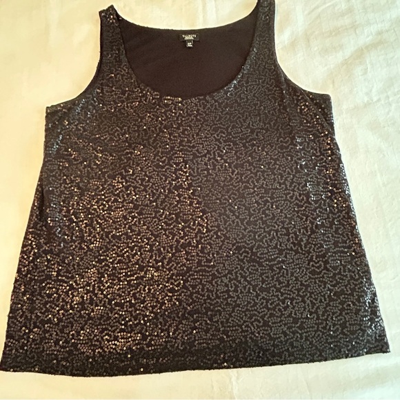 Talbots Black Sequin Tank Top Sleeveless Sparkly Party Cocktail Plus Size 2X P - Picture 10 of 15